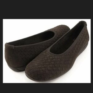 Stuart Weitzman NicNic Textured Woven Slip On Brown suede Ballet Flats- 7.5M